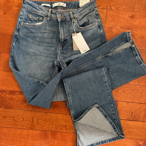 Mango Elle split hem flare jean in light blue - Picture 1 of 6
